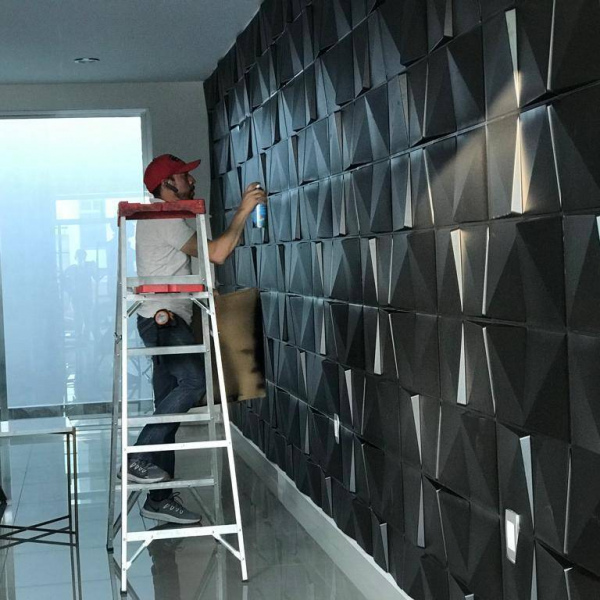 PANEL DECORATIVO 3D NEGRO 